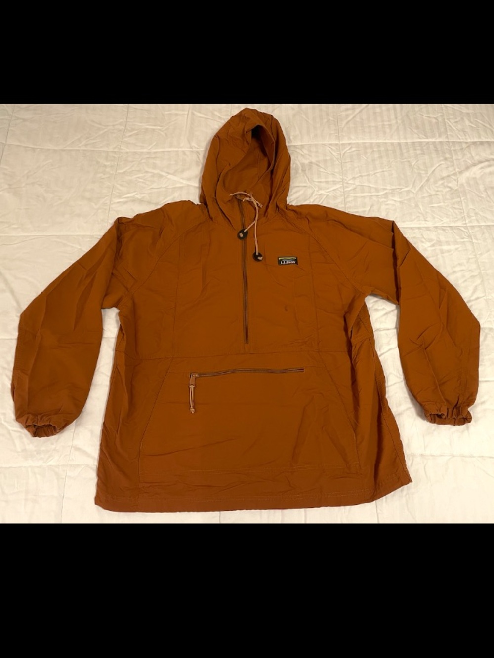 L.L.Bean Anorak Jacket Men Large Rust Brown Mountain Classic Pullover 501342
